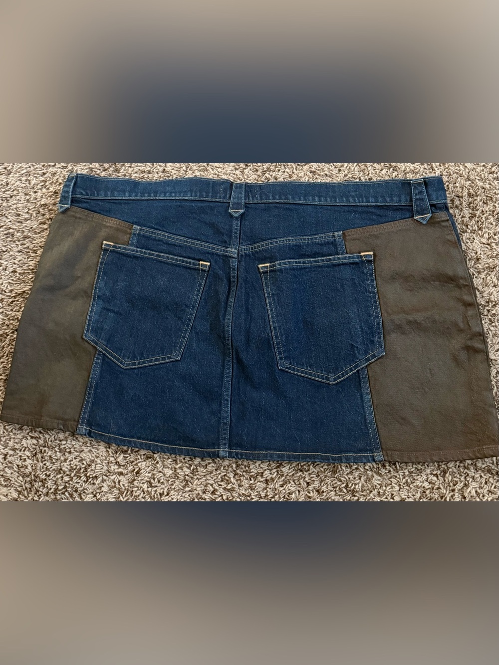 Abercrombie x Kemo Sabe Curve Love Mixed Fabric Denim Mini Skirt 37 NWT - Picture 4 of 12